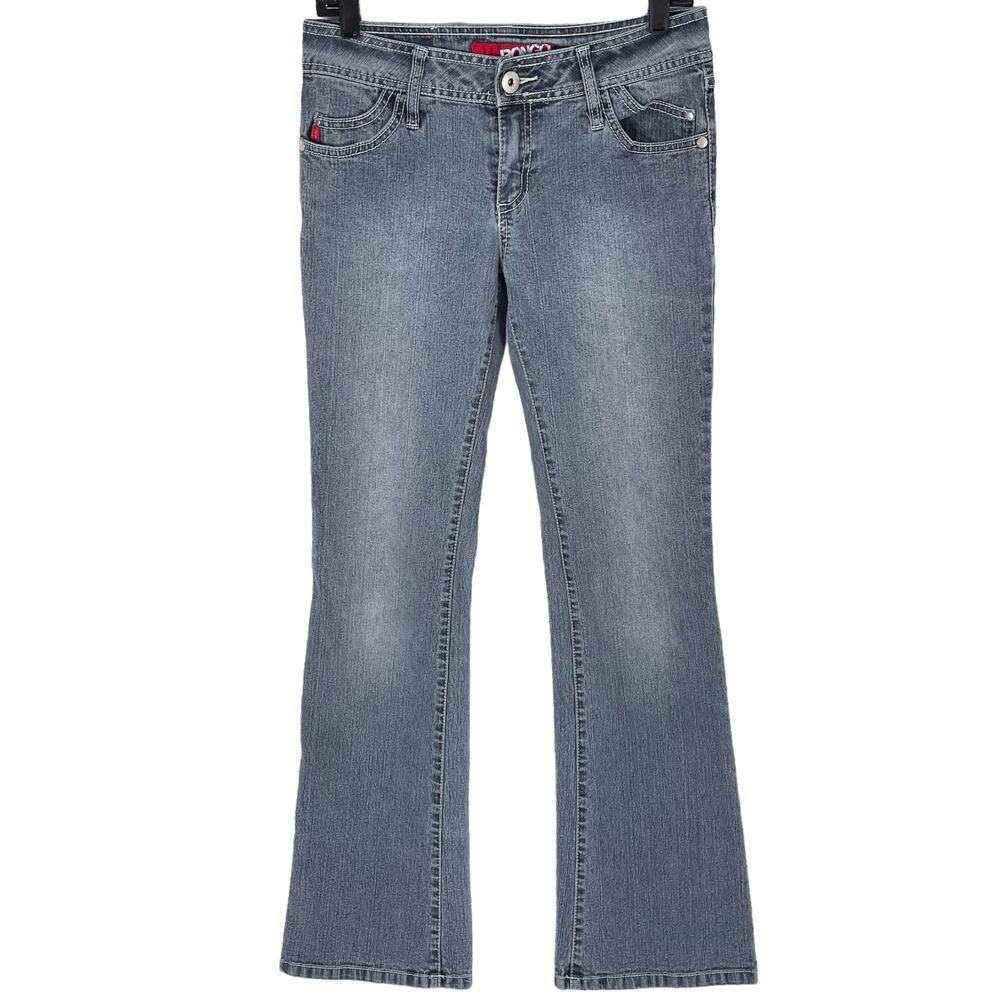 BONGO Jeans Juniors Size 9 BOOTCUT FADED MEDIUM WASH Frayed Hems